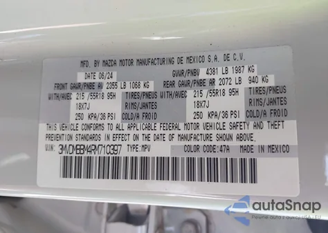 2024 Mazda Cx-30 Select z USA, uszkodzony, nr VIN 3MVDMBBM4RM710397